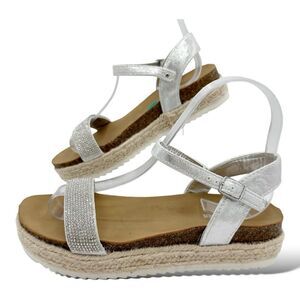 Steve Madden Girls Katiee Molded Footbed Sandals Sparkle Silver Size 4 M Big Kid